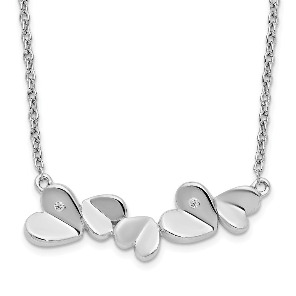 White Ice Sterling Silver Rhodium-plated 18 Inch Diamond Heart Bar Necklace QW467-18