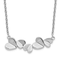 White Ice Sterling Silver Rhodium-plated 18 Inch Diamond Heart Bar Necklace QW467-18