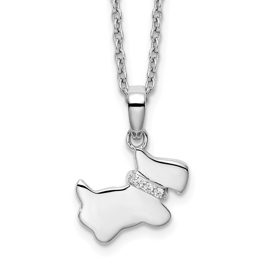 White Ice Sterling Silver Rhodium-plated 18 Inch Diamond Dog Necklace with 2 Inch Extender QW471-18