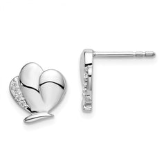 QW474 White Ice Sterling Silver Rhodium-plated Diamond Butterfly Post Earrings