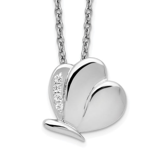 White Ice Sterling Silver Rhodium-plated 18 Inch Diamond Butterfly Necklace with 2 Inch Extender QW475-18