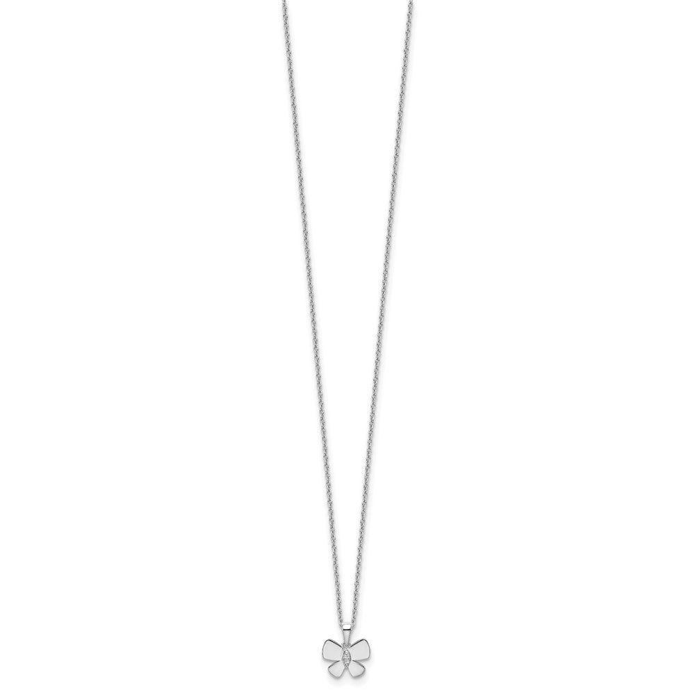 White Ice Sterling Silver Rhodium-plated 18 Inch Diamond Butterfly Necklace with 2 Inch Extender QW477-18