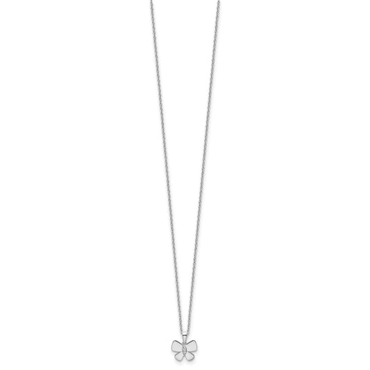White Ice Sterling Silver Rhodium-plated 18 Inch Diamond Butterfly Necklace with 2 Inch Extender QW477-18