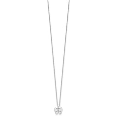 White Ice Sterling Silver Rhodium-plated 18 Inch Diamond Butterfly Necklace with 2 Inch Extender QW477-18