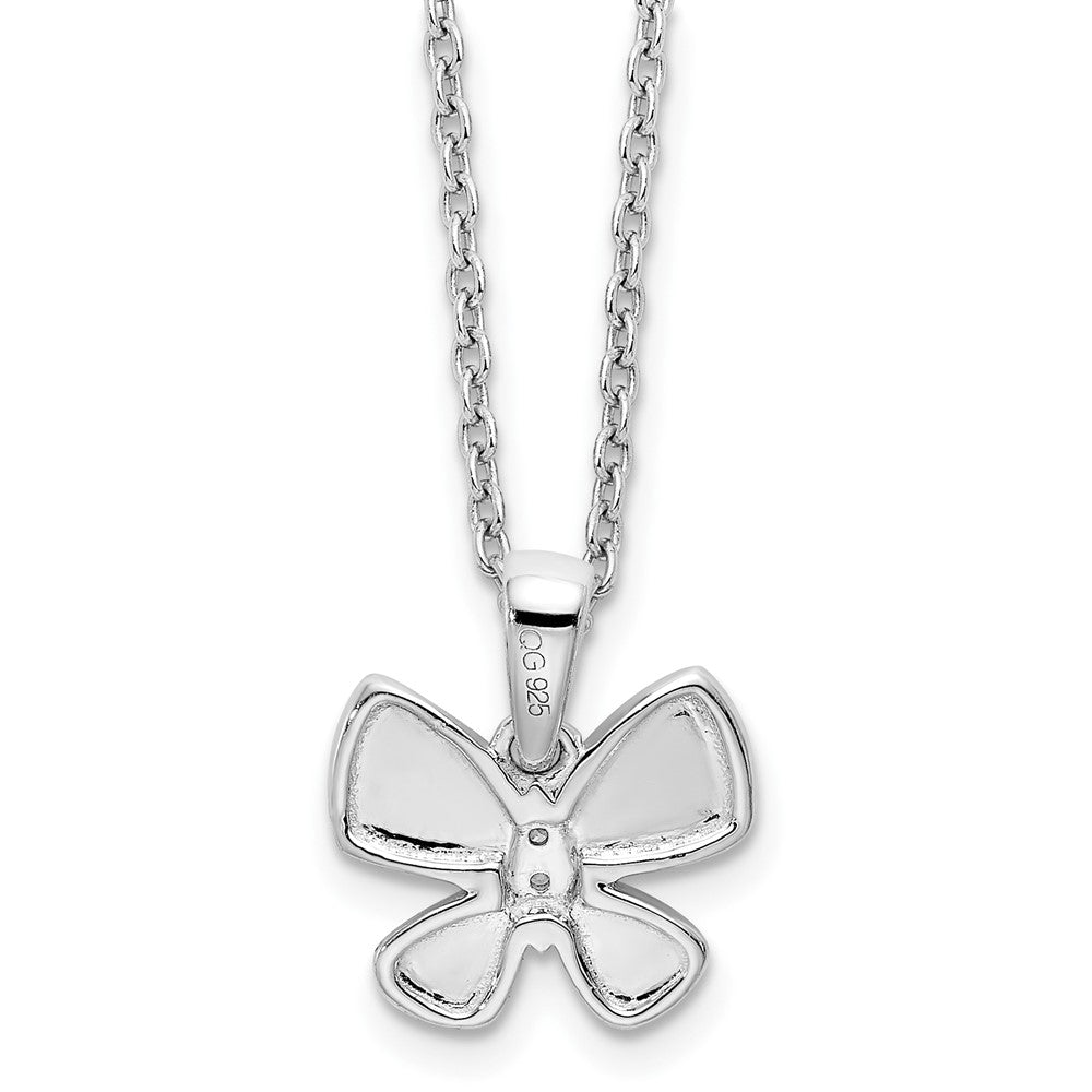White Ice Sterling Silver Rhodium-plated 18 Inch Diamond Butterfly Necklace with 2 Inch Extender QW477-18