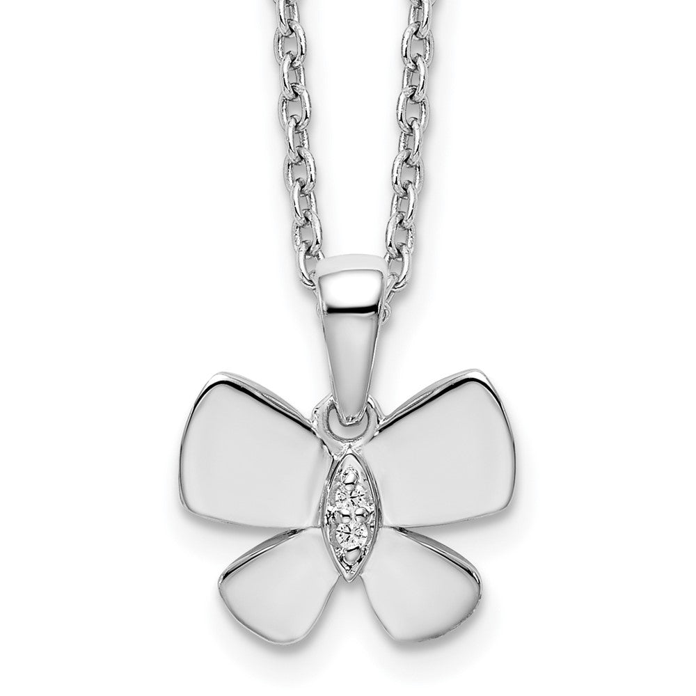 White Ice Sterling Silver Rhodium-plated 18 Inch Diamond Butterfly Necklace with 2 Inch Extender QW477-18