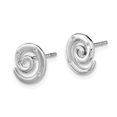 QW480 White Ice Sterling Silver Rhodium-plated Diamond Swirl Post Earrings