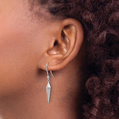 QW483 White Ice Sterling Silver Rhodium-plated Diamond Shepherd Hook Dangle Earrings