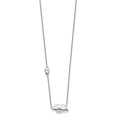 White Ice Sterling Silver Rhodium-plated 18 Inch Diamond Elephant Necklace QW487-18