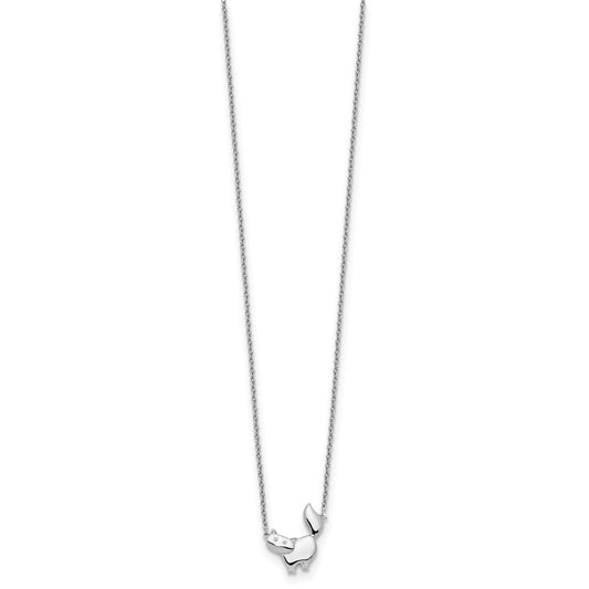 White Ice Sterling Silver Rhodium-plated 18 Inch Diamond Cat Necklace QW488-18