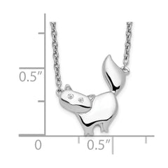 White Ice Sterling Silver Rhodium-plated 18 Inch Diamond Cat Necklace QW488-18