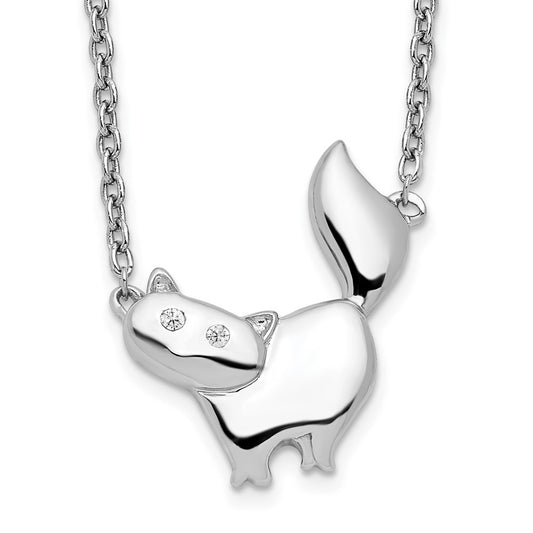 White Ice Sterling Silver Rhodium-plated 18 Inch Diamond Cat Necklace QW488-18