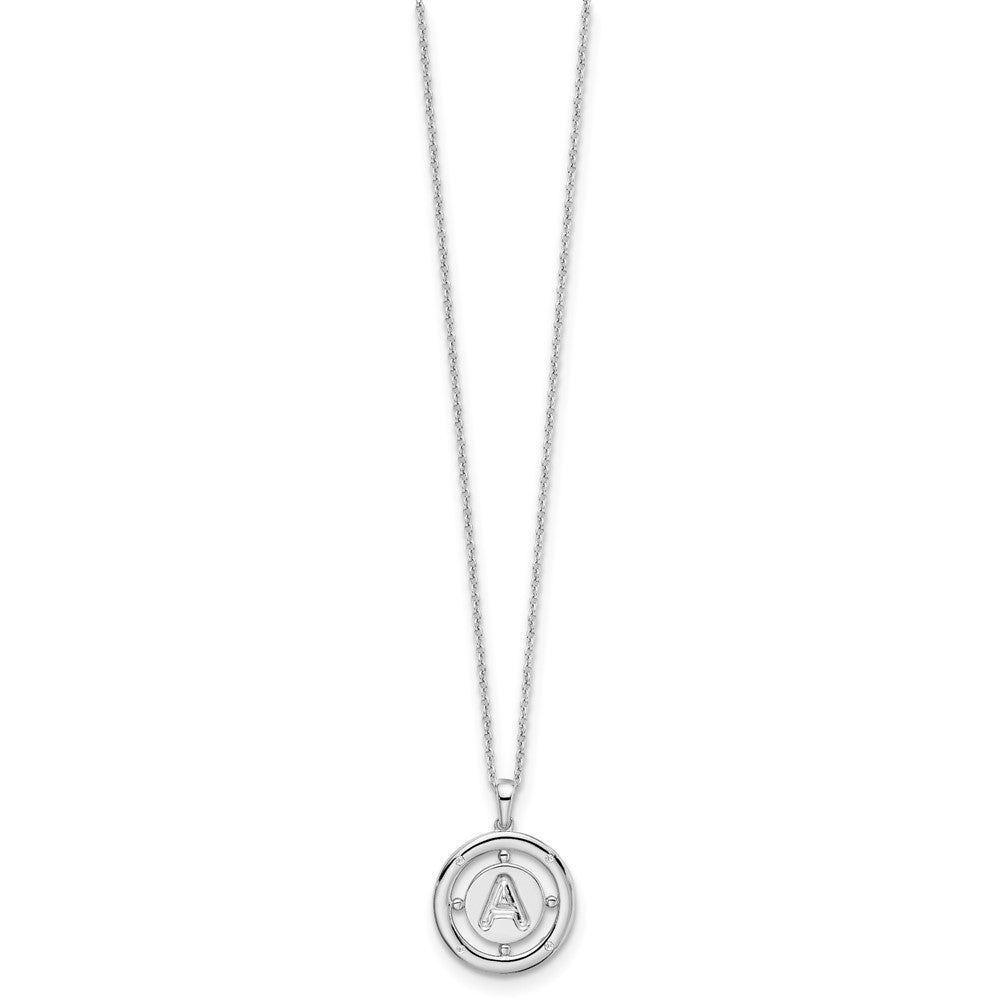 White Ice Sterling Silver Rhodium-plated 18 Inch Diamond Letter A Initial Necklace with 2 Inch Extender QW499A-18