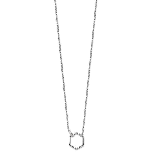 White Ice Sterling Silver Rhodium-plated 18 Inch Diamond Hexagon Necklace QW506-18
