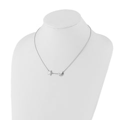White Ice Sterling Silver Rhodium-plated 18 Inch Diamond Star and Moon Necklace QW512-18
