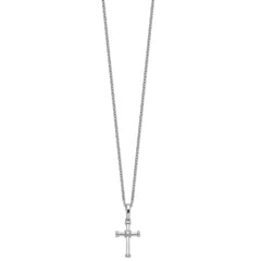 White Ice Sterling Silver Rhodium-plated 18 Inch Diamond Cross Necklace with 2 Inch Extender QW514-18