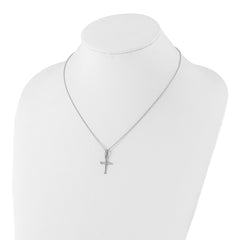 White Ice Sterling Silver Rhodium-plated 18 Inch Diamond Cross Necklace with 2 Inch Extender QW514-18