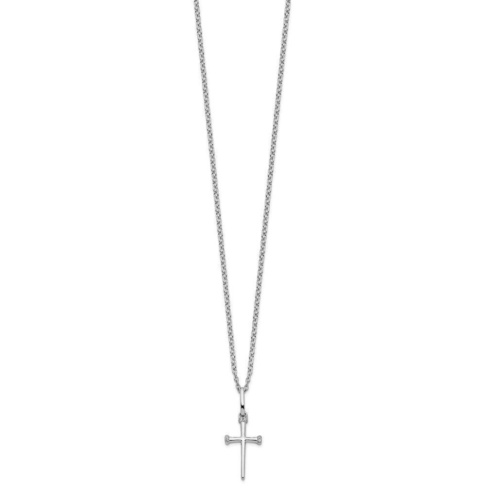 White Ice Sterling Silver Rhodium-plated 18 Inch Diamond Cross Necklace with 2 Inch Extender QW515-18