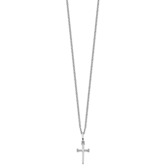 White Ice Sterling Silver Rhodium-plated 18 Inch Diamond Cross Necklace with 2 Inch Extender QW515-18