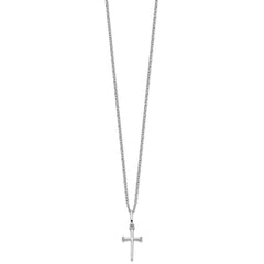 White Ice Sterling Silver Rhodium-plated 18 Inch Diamond Cross Necklace with 2 Inch Extender QW515-18