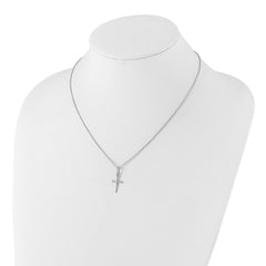 White Ice Sterling Silver Rhodium-plated 18 Inch Diamond Cross Necklace with 2 Inch Extender QW515-18