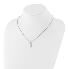 White Ice Sterling Silver Rhodium-plated 18 Inch Diamond Cross Tag Necklace with 2 Inch Extender QW516-18