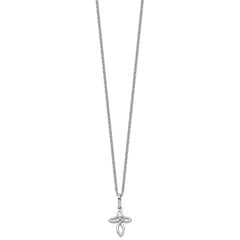 White Ice Sterling Silver Rhodium-plated 18 Inch Diamond Cross with Heart Necklace with 2 Inch Extender QW517-18