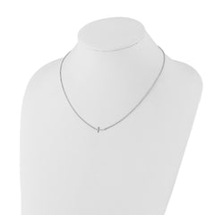 White Ice Sterling Silver Rhodium-plated 18 Inch Diamond Sideways Cross Necklace QW518-18