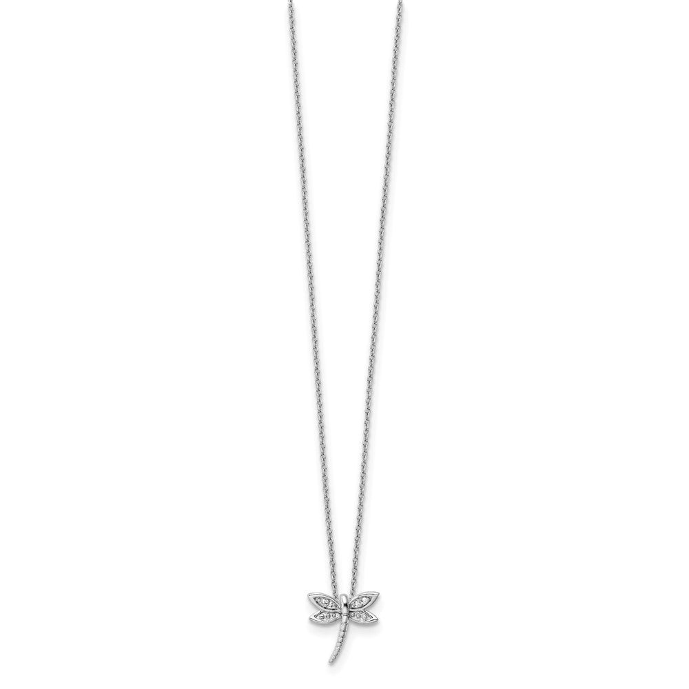 White Ice Sterling Silver Rhodium-plated 18 Inch Diamond Dragonfly Necklace with 2 Inch Extender QW520-18
