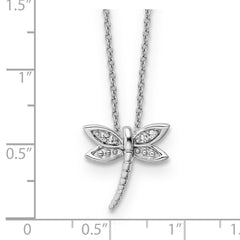 White Ice Sterling Silver Rhodium-plated 18 Inch Diamond Dragonfly Necklace with 2 Inch Extender QW520-18