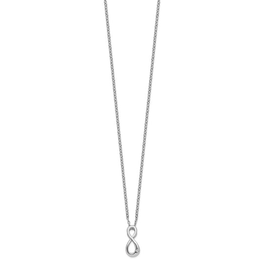 White Ice Sterling Silver Rhodium-plated 18 Inch Diamond Infinity Symbol Necklace with 2 Inch Extender QW523-18