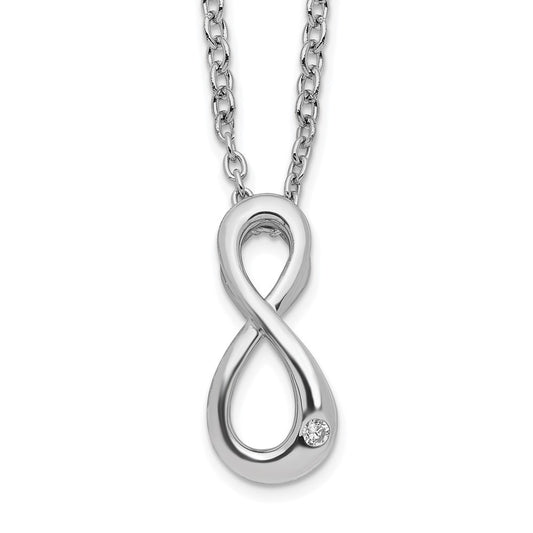 White Ice Sterling Silver Rhodium-plated 18 Inch Diamond Infinity Symbol Necklace with 2 Inch Extender QW523-18
