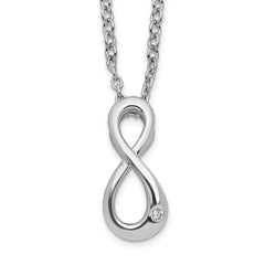 White Ice Sterling Silver Rhodium-plated 18 Inch Diamond Infinity Symbol Necklace with 2 Inch Extender QW523-18