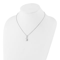 White Ice Sterling Silver Rhodium-plated 18 Inch Diamond Heart Lock Necklace with 2 Inch Extender QW527-18