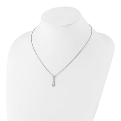 White Ice Sterling Silver Rhodium-plated 18 Inch Diamond Heart Teardrop Necklace with 2 Inch Extender QW528-18