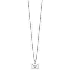 White Ice Sterling Silver Rhodium-plated 18 Inch Diamond Heart Envelope Necklace with 2 Inch Extender QW529-18