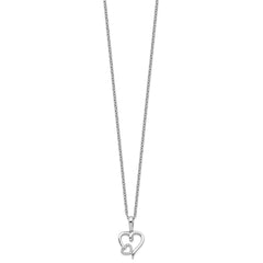 White Ice Sterling Silver Rhodium-plated 18 Inch Diamond Hearts Necklace with 2 Inch Extender QW530-18