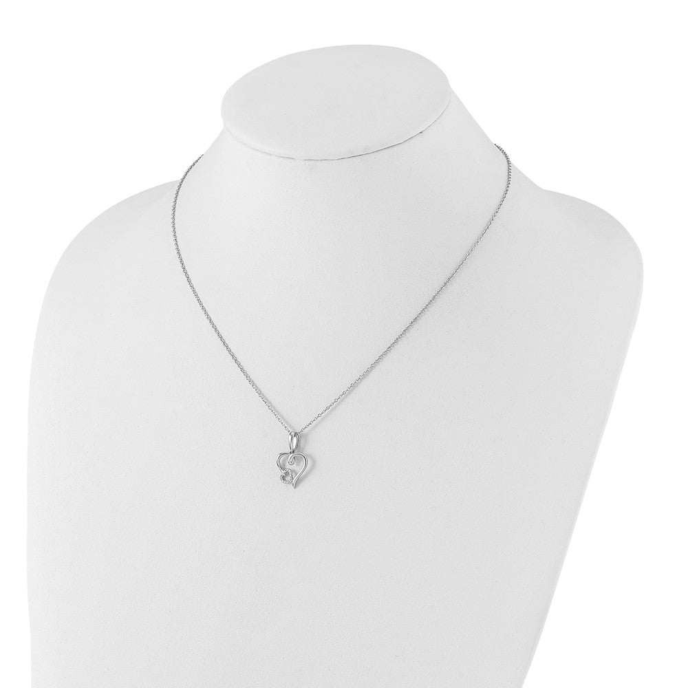 White Ice Sterling Silver Rhodium-plated 18 Inch Diamond Hearts Necklace with 2 Inch Extender QW530-18