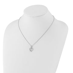 White Ice Sterling Silver Rhodium-plated 18 Inch Diamond Hearts Necklace with 2 Inch Extender QW530-18