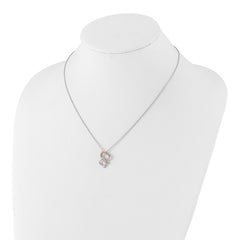 White Ice Sterling Silver Rhodium-plated Rose-tone 18 Inch Diamond Hearts Necklace with 2 Inch Extender QW531-18