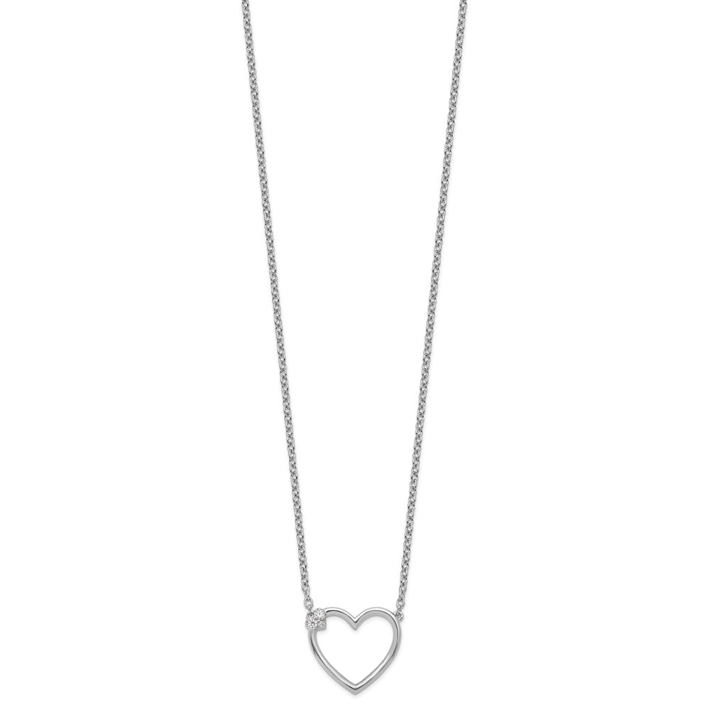 White Ice Sterling Silver Rhodium-plated 18 Inch Diamond Open Heart Necklace QW534-18