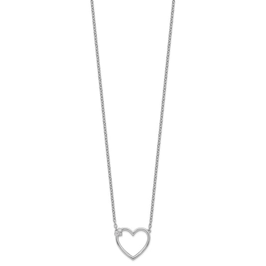 White Ice Sterling Silver Rhodium-plated 18 Inch Diamond Open Heart Necklace QW534-18
