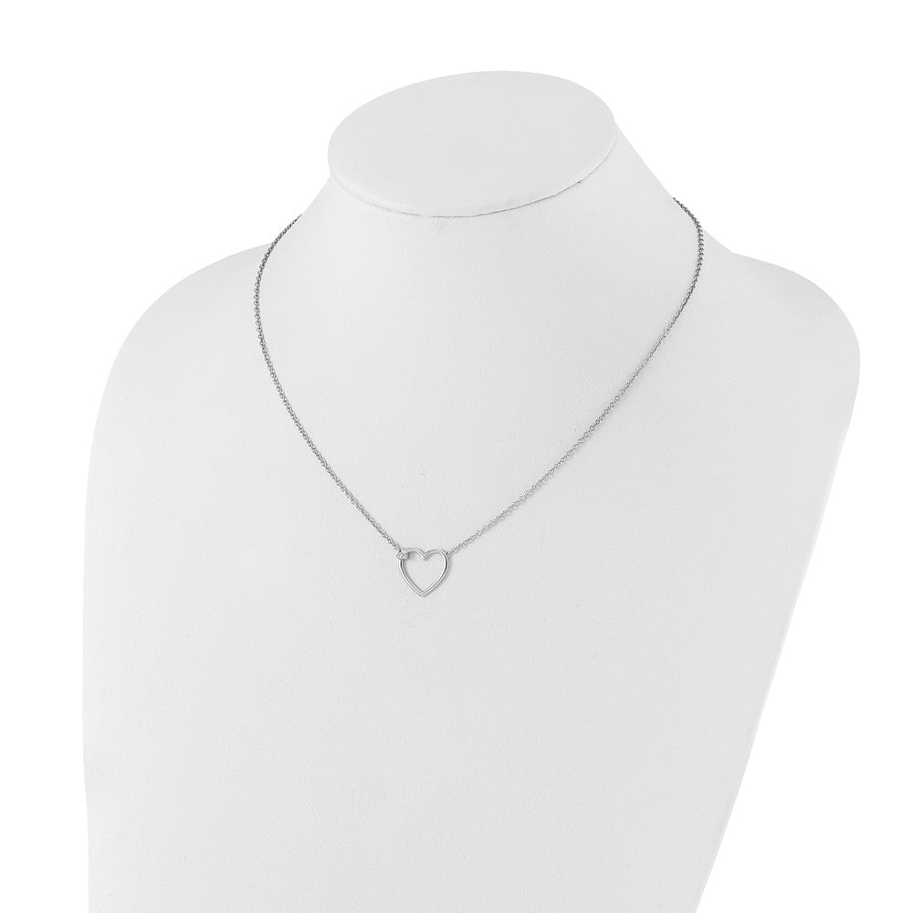 White Ice Sterling Silver Rhodium-plated 18 Inch Diamond Open Heart Necklace QW534-18