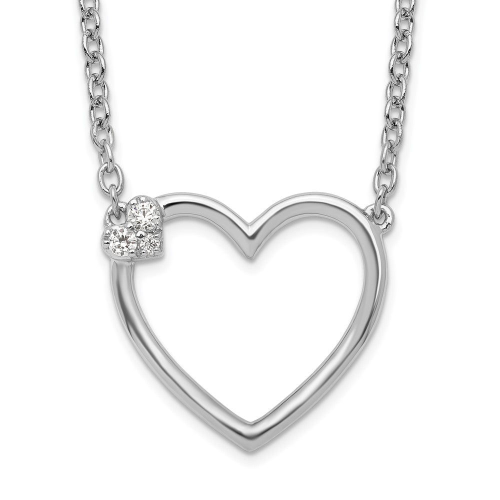 White Ice Sterling Silver Rhodium-plated 18 Inch Diamond Open Heart Necklace QW534-18