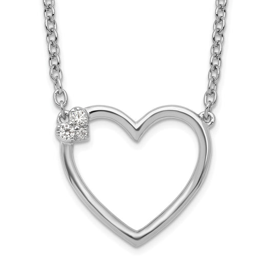 White Ice Sterling Silver Rhodium-plated 18 Inch Diamond Open Heart Necklace QW534-18