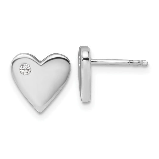 QW535 White Ice Sterling Silver Rhodium-plated Diamond Heart Earrings