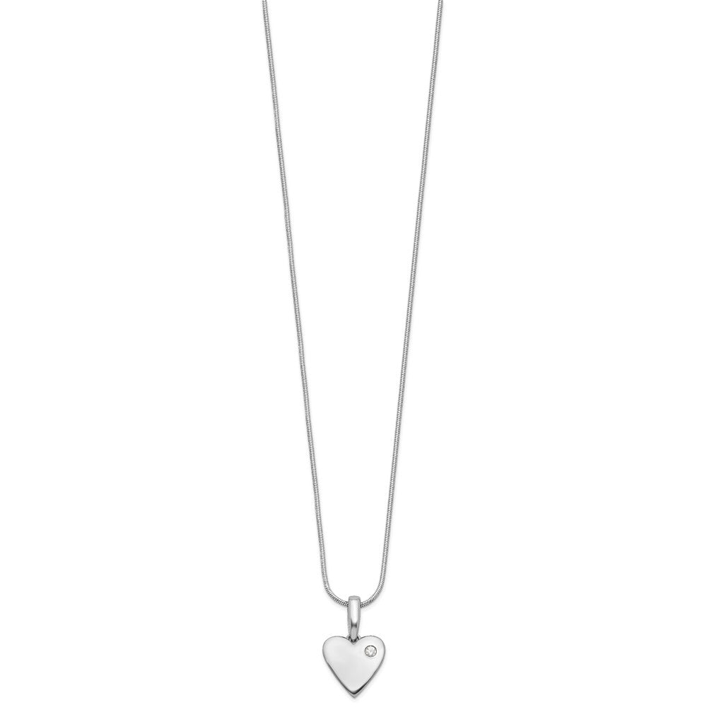 White Ice Sterling Silver Rhodium-plated 18 Inch Diamond Heart Necklace with 2 Inch Extender QW536-18