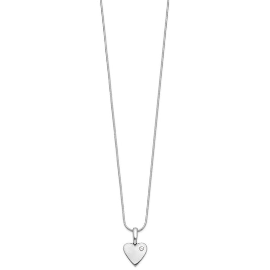 White Ice Sterling Silver Rhodium-plated 18 Inch Diamond Heart Necklace with 2 Inch Extender QW536-18