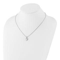 White Ice Sterling Silver Rhodium-plated 18 Inch Diamond Heart Necklace with 2 Inch Extender QW536-18