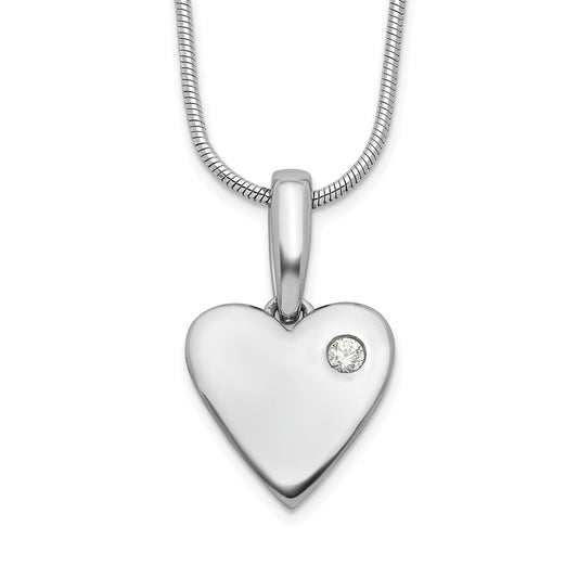 White Ice Sterling Silver Rhodium-plated 18 Inch Diamond Heart Necklace with 2 Inch Extender QW536-18